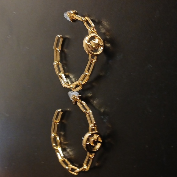 Michael Kors Gold Chain Link Loop Earrings - Picture 4 of 6